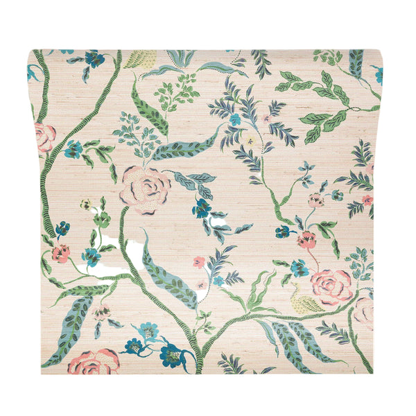 Eversley - Jade Rose (Metallic Grasscloth Wallpaper)