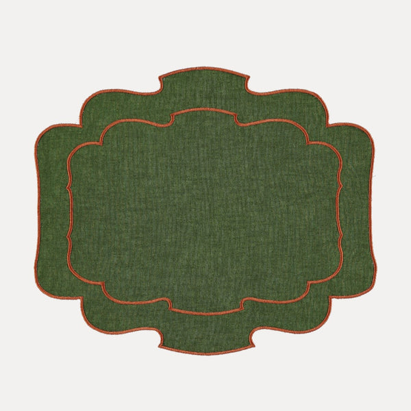 Belmonte Placemat, Green with Terracotta