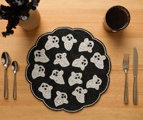 Handmade Beaded Ghost Placemat