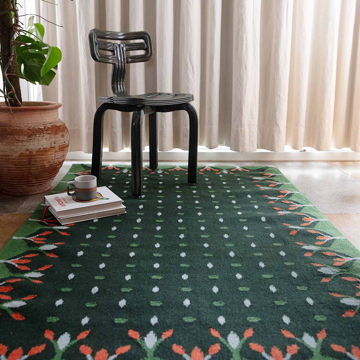 Hedgerow Flatweave Rug - Forest Green