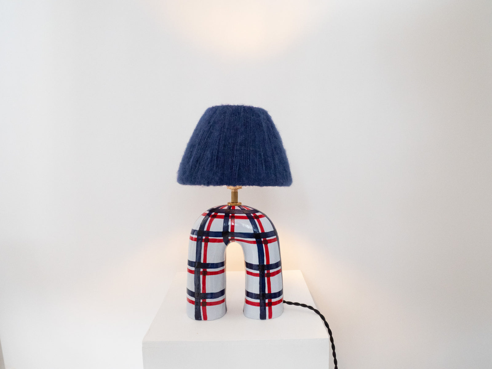 'You' Table Lamp - Blue Gingham