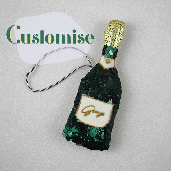 Fizz Champagne Sequin Ornament Personalised