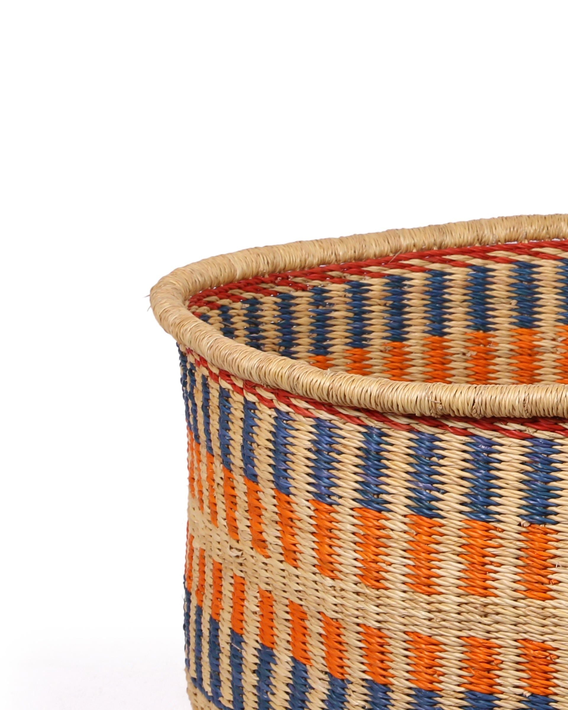 NANYAMKA: Large Blue and Orange  Floor Storage Basket with Handles