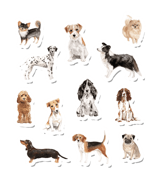 Watercolor Dogs Set DIY Plate Sticker Decoration