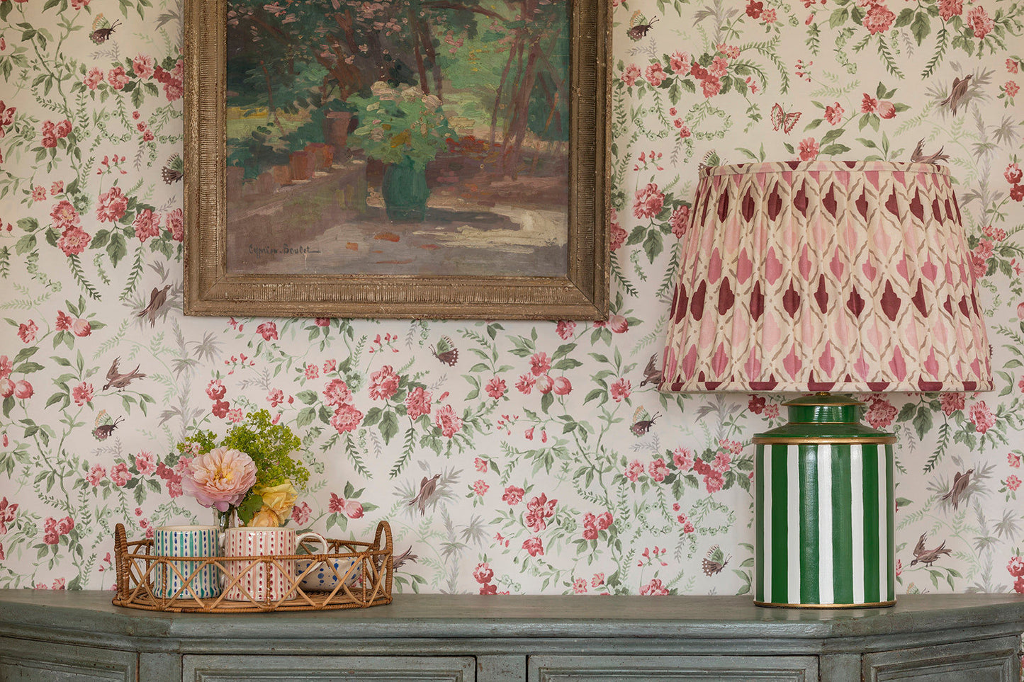 Wallpaper - Papillon Pink Moss