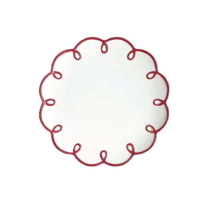 Rosy Red Scalloped Tea Plates - Set of 4