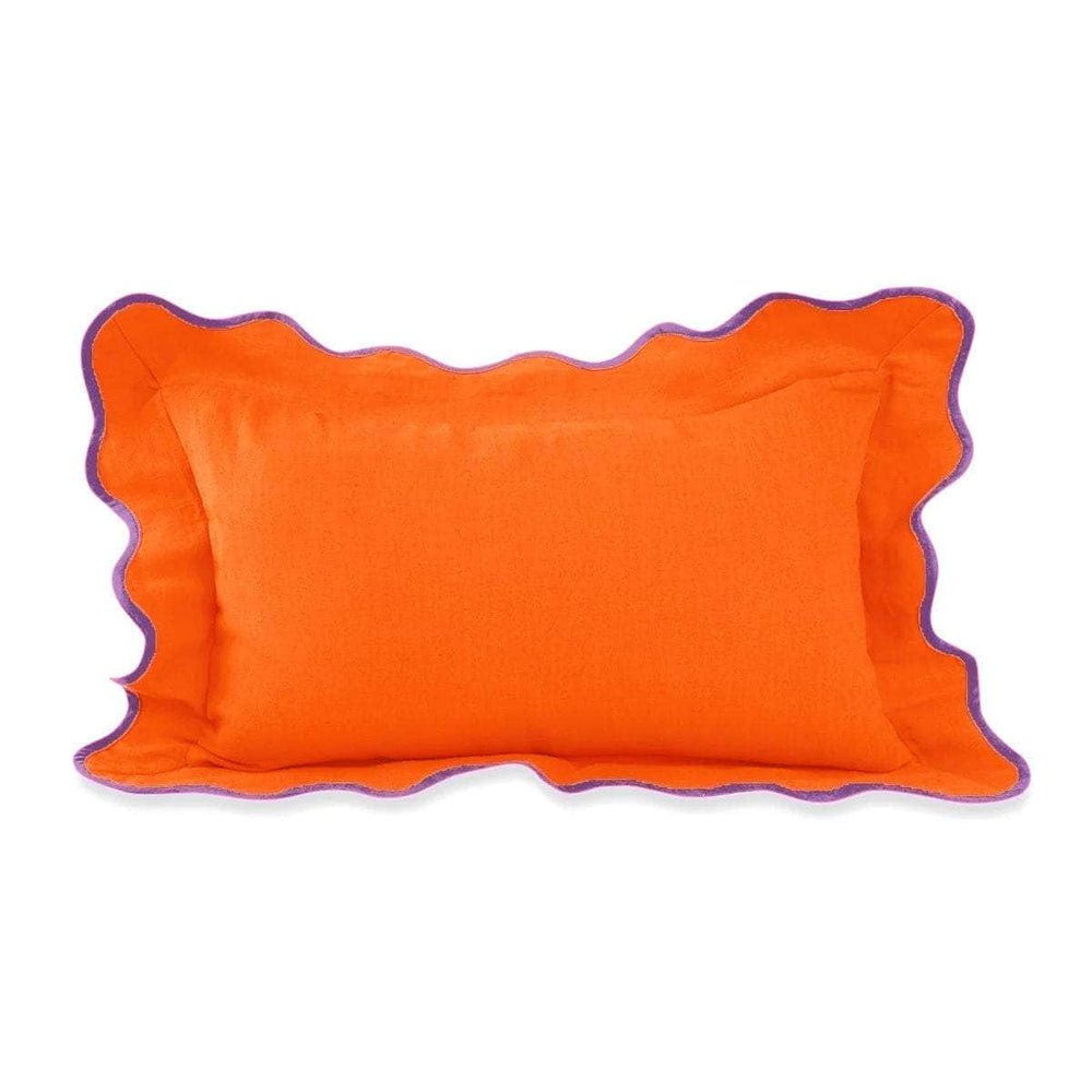 Darcy Linen Lumbar Pillow - Orange + Lilac