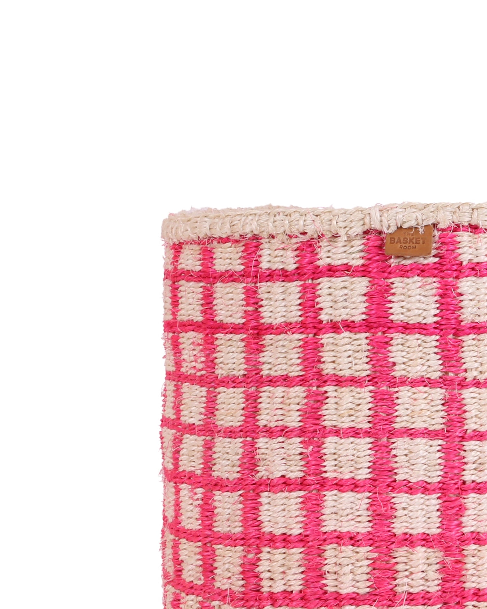 SAHIHO: Hot Pink Check Woven Storage Basket