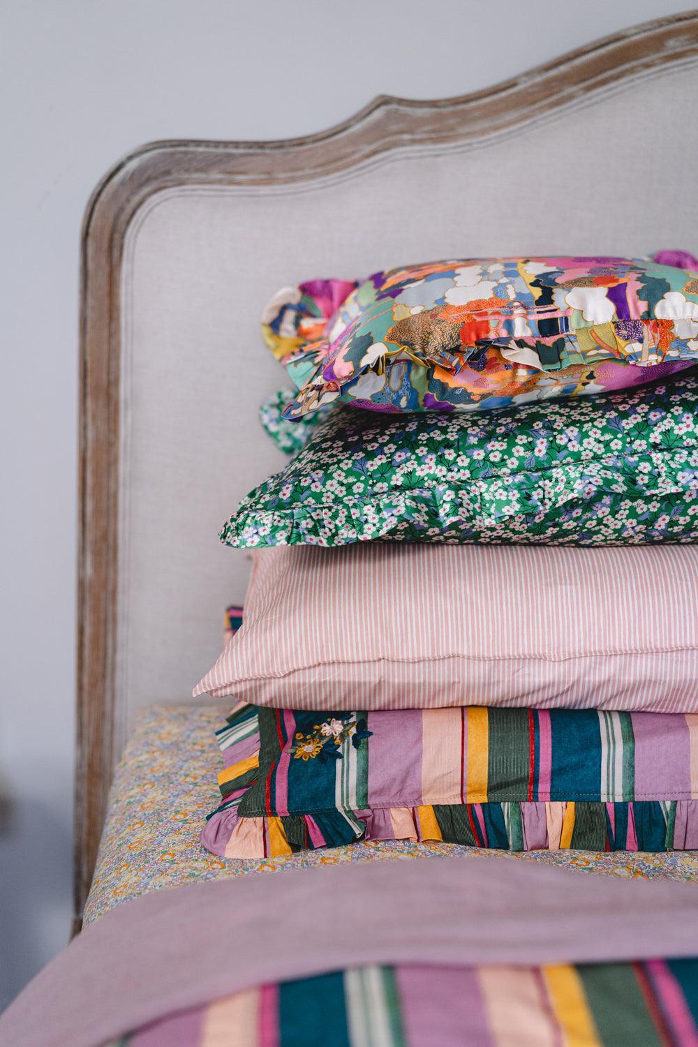 Silk Ruffle Cushion Made With Liberty Fabric Prospect Road