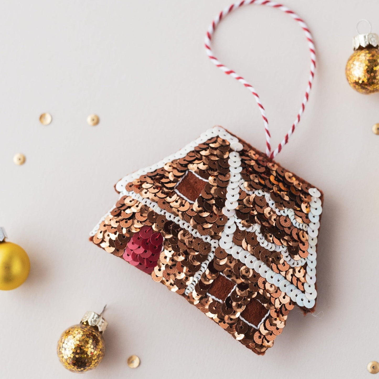 Gingerbread House Sequin Hanging Decoration