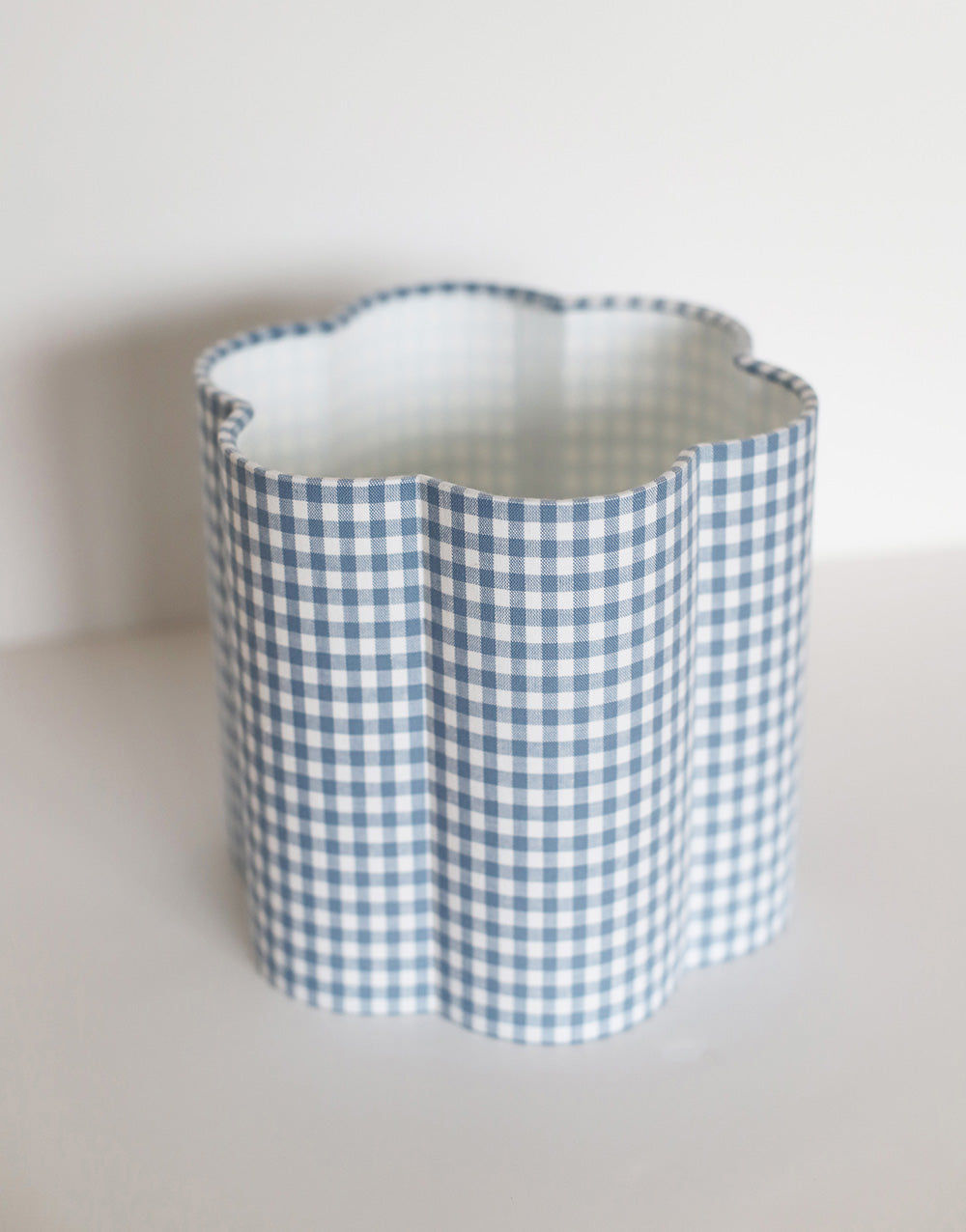 flower-Shaped Lampshade in "Sky Blue Mini Gingham"