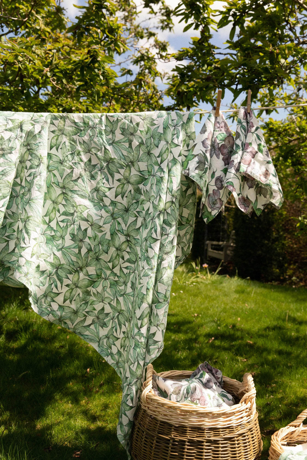 Hellebore Leaves Linen Tablecloth