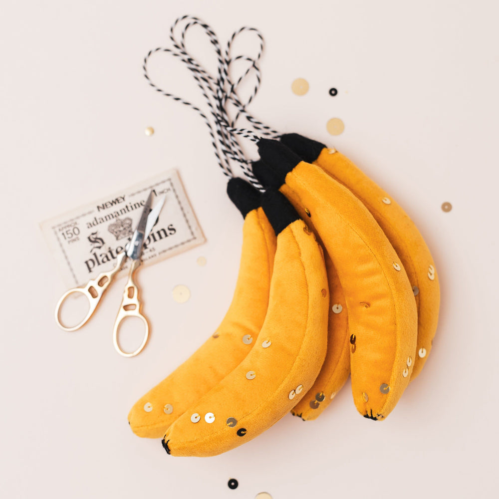 Velvet Sequinned Banana Ornament