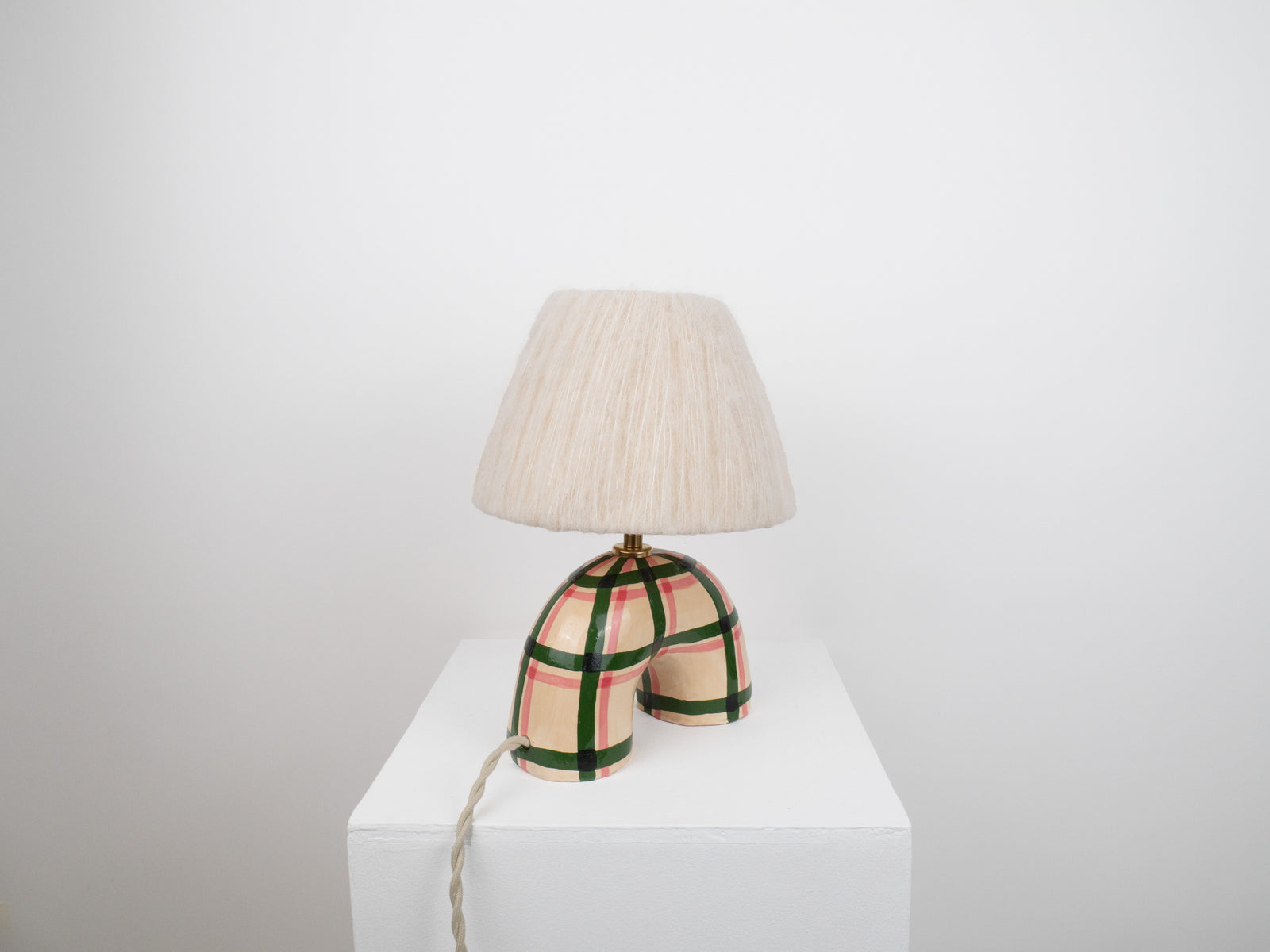 'Me' Table Lamp - Green Gingham