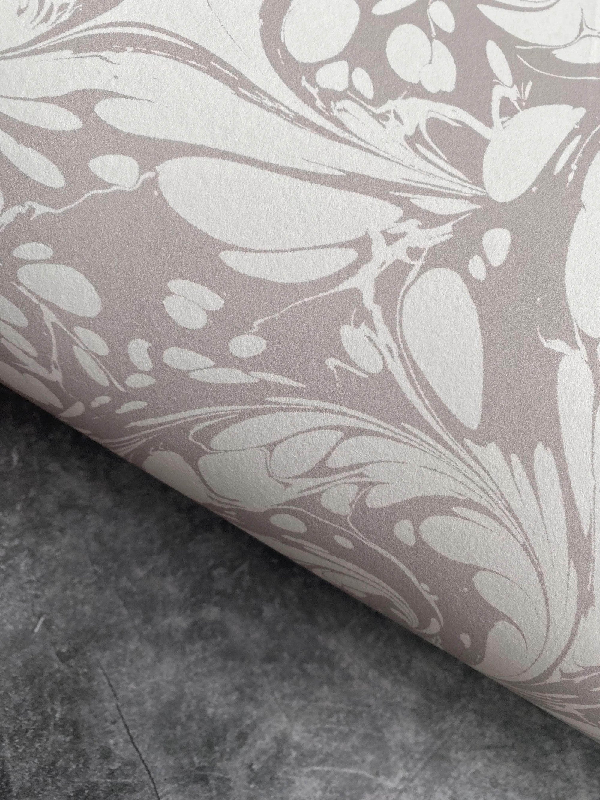 Marbled Wallpaper - 'Flourish' Col: Silver Ghost - Eco Non-Woven