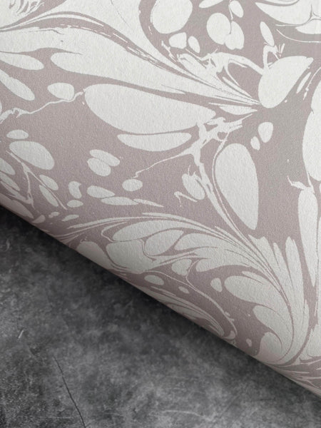 Marbled Wallpaper - 'Flourish' Col: Silver Ghost - Non-Woven
