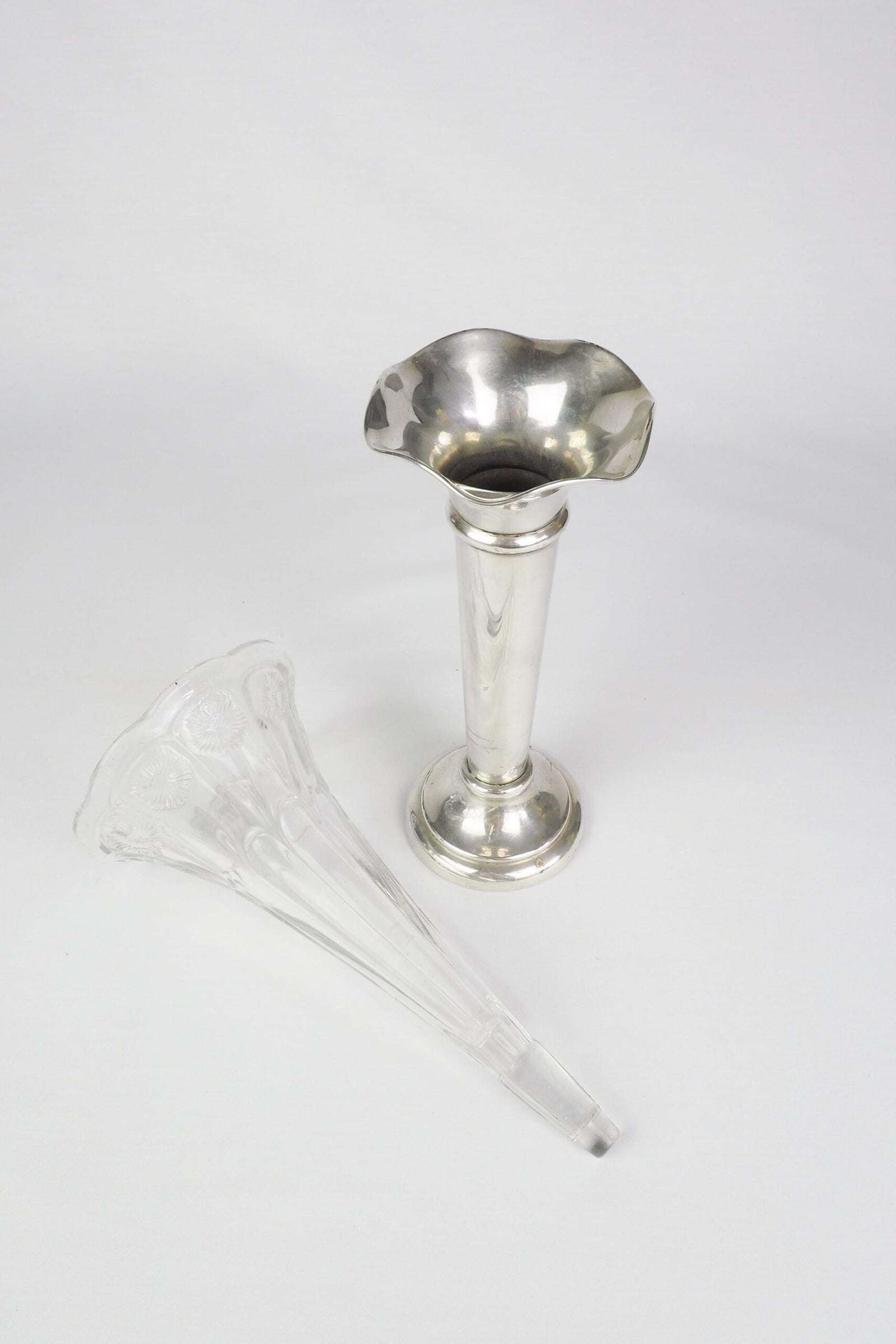 Silver Plate and Glass Bud Vase