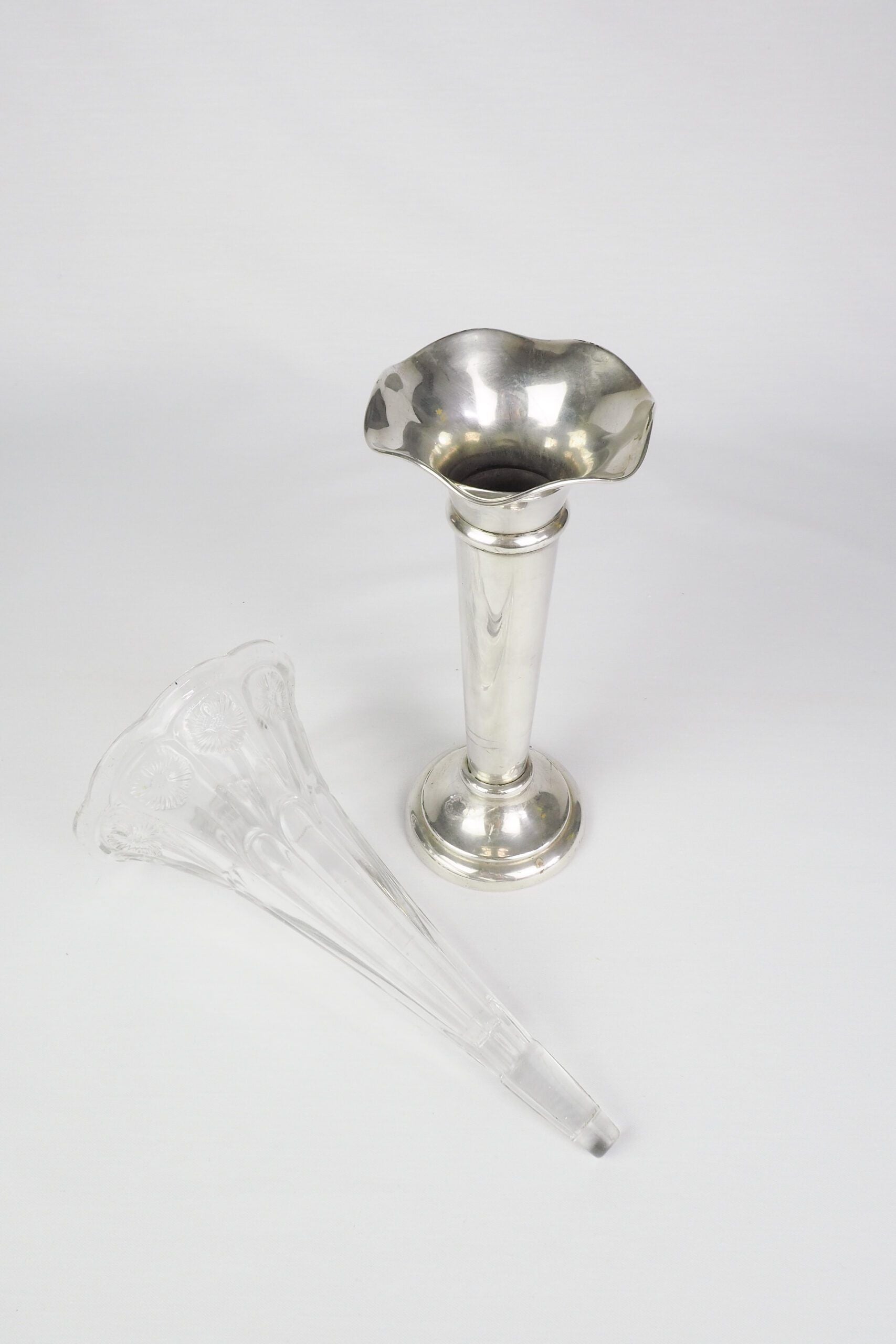 Silver Plate and Glass Bud Vase
