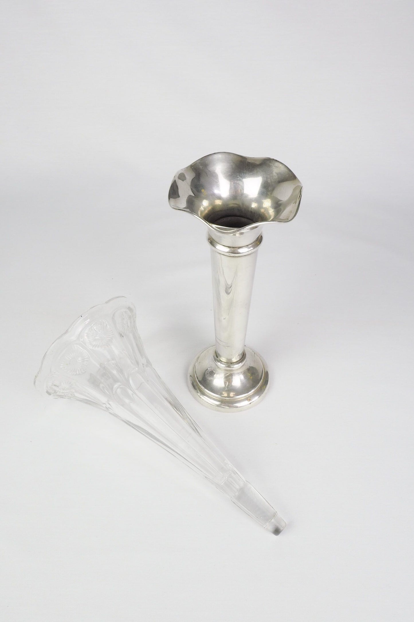 Silver Plate and Glass Bud Vase