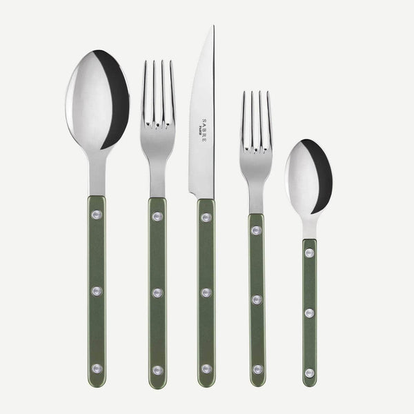 Bistrot Vintage Pearly 5pc Cutlery Set, Dark green