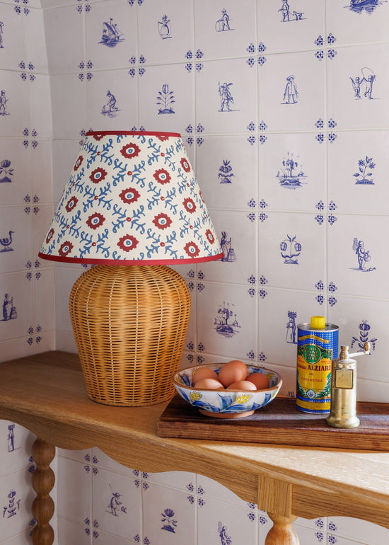 Folk Flower Lampshade - Red / Blue