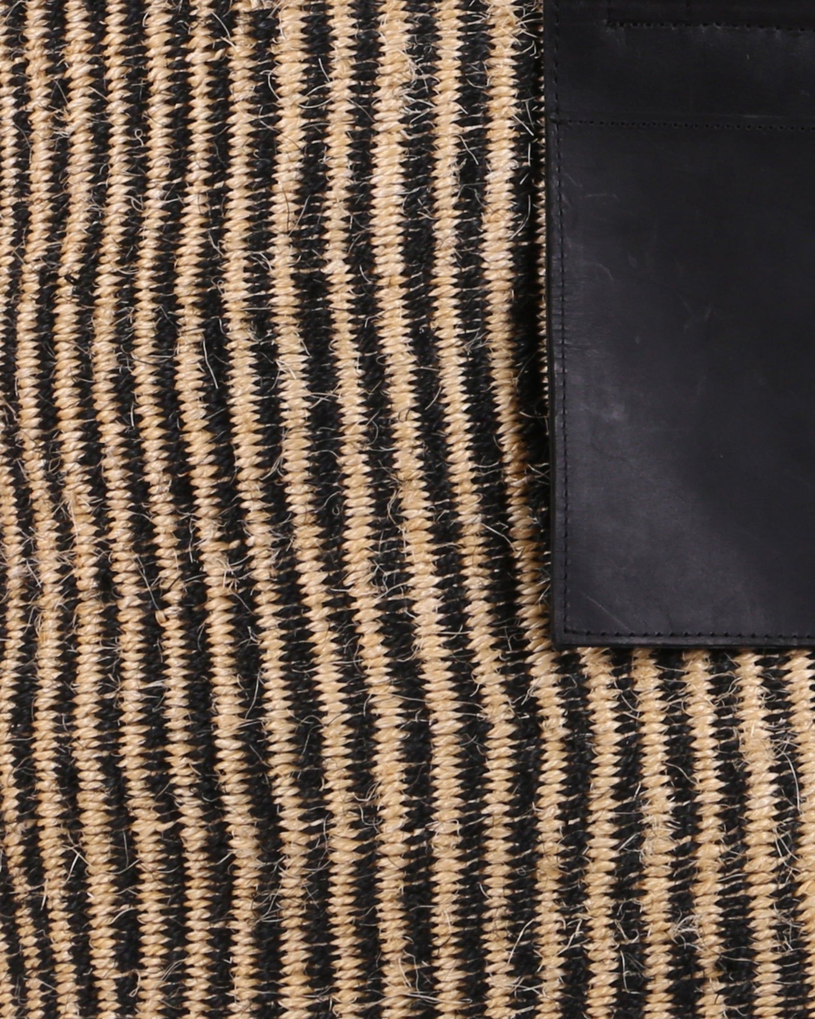 MSTARI: Black Pinstripe Woven Weekend Bag