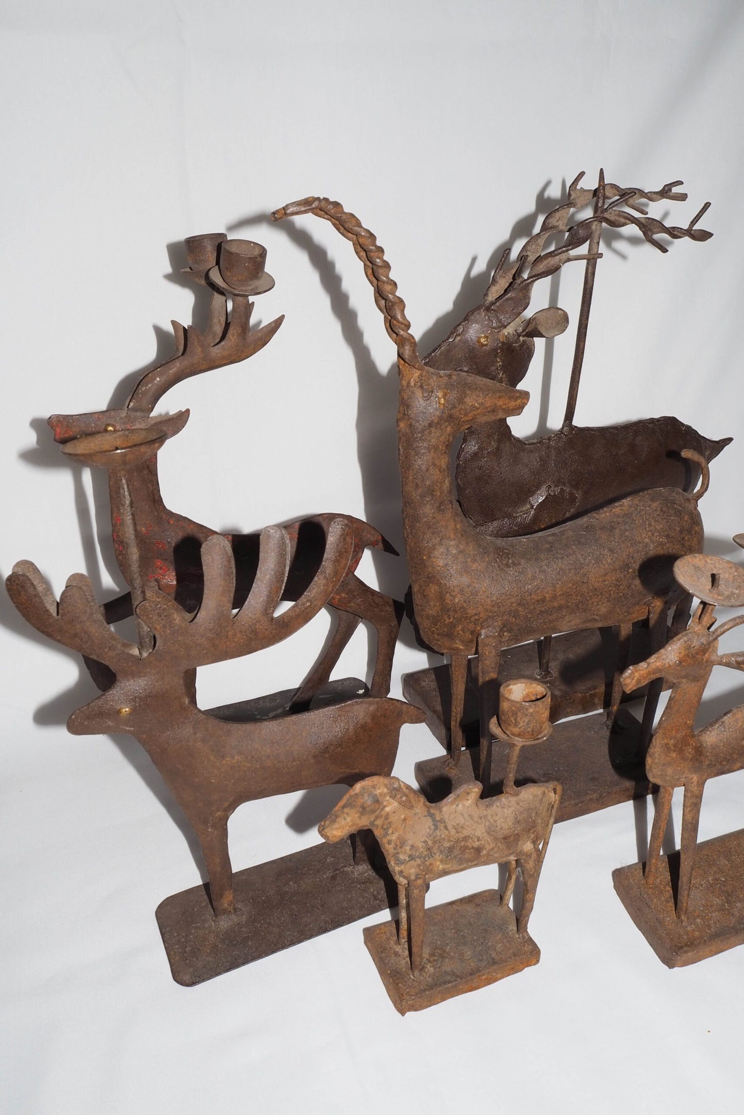 Folk Art Moose Candlestick