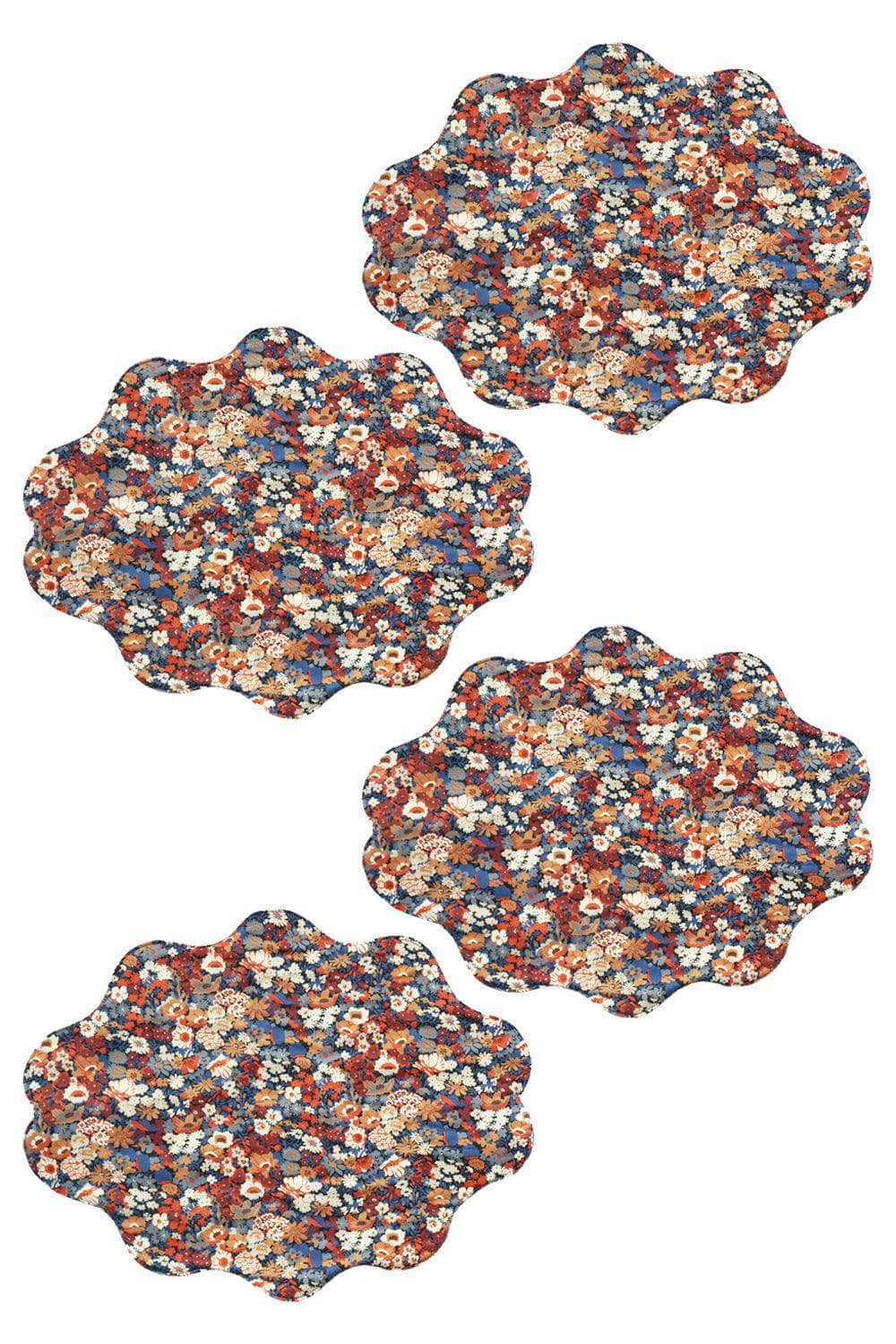 Reversible Wavy Placemat Made With Liberty Fabric Thorpe Rust & Strawberry Thief Spring Blue