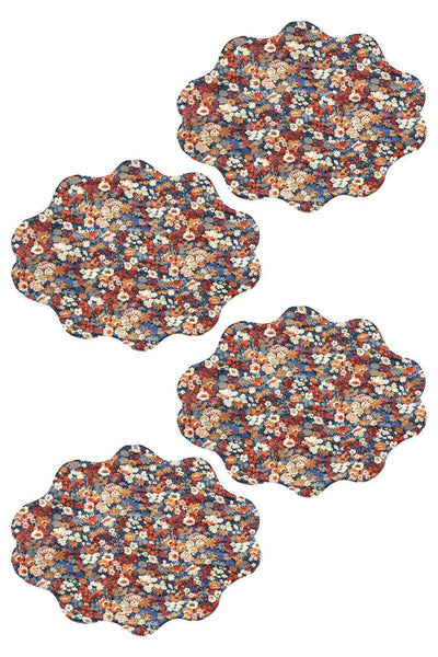 Reversible Wavy Placemat Made With Liberty Fabric Thorpe Rust & Strawberry Thief Spring Blue