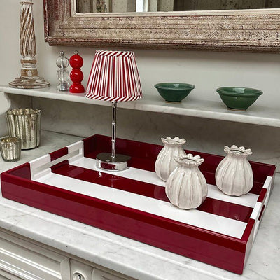 Large Ottoman Burgundy Striped Tray