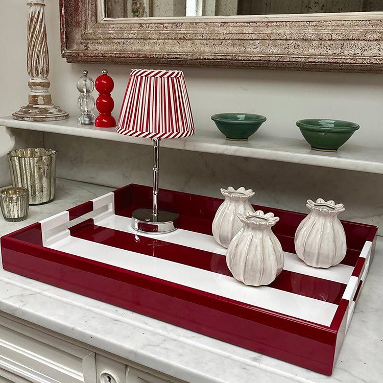 Large Ottoman Burgundy Striped Tray