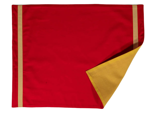Red Colour Block Handmade Placemats Set of Two