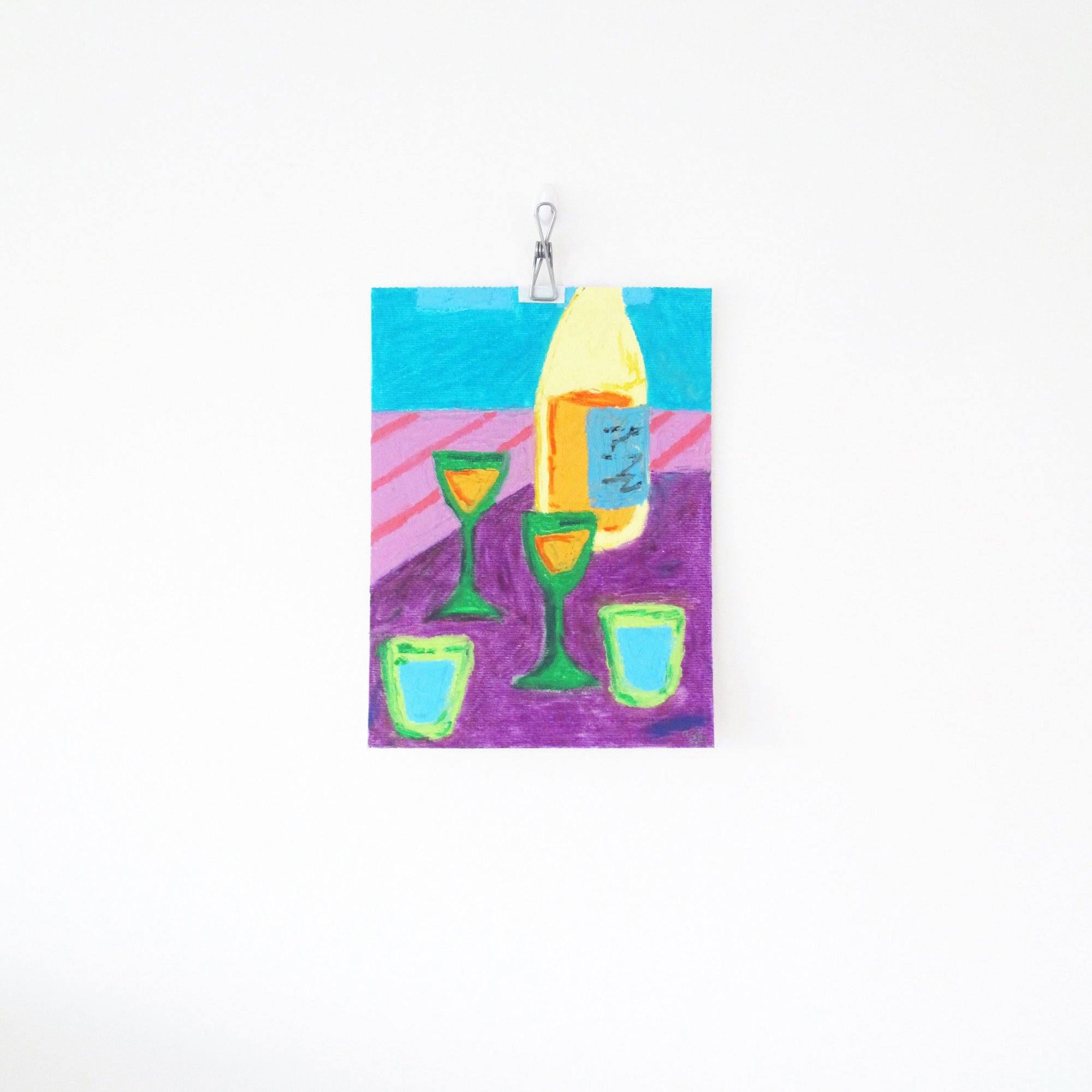 Summer And Wine Original Oil Pastel Artwork