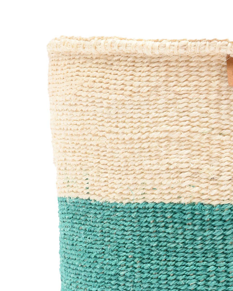 REMBO: Aqua Colour Block Woven Basket