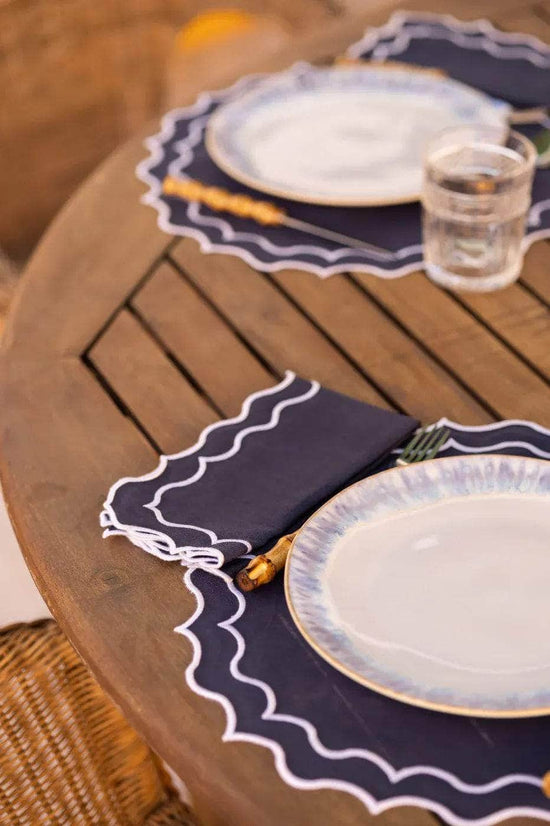 Navy Napkin, Blue with White