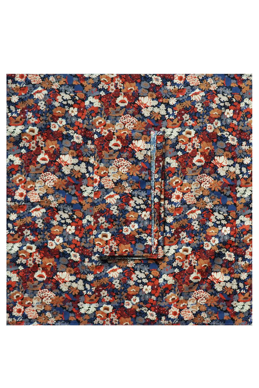 Reversible Wavy Napkin Set Made With Liberty Fabric Thorpe Rust & Strawberry Thief Spring Blue