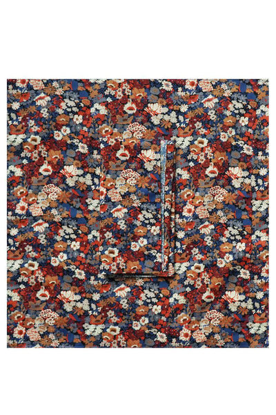 Reversible Wavy Napkin Set Made With Liberty Fabric Thorpe Rust & Strawberry Thief Spring Blue