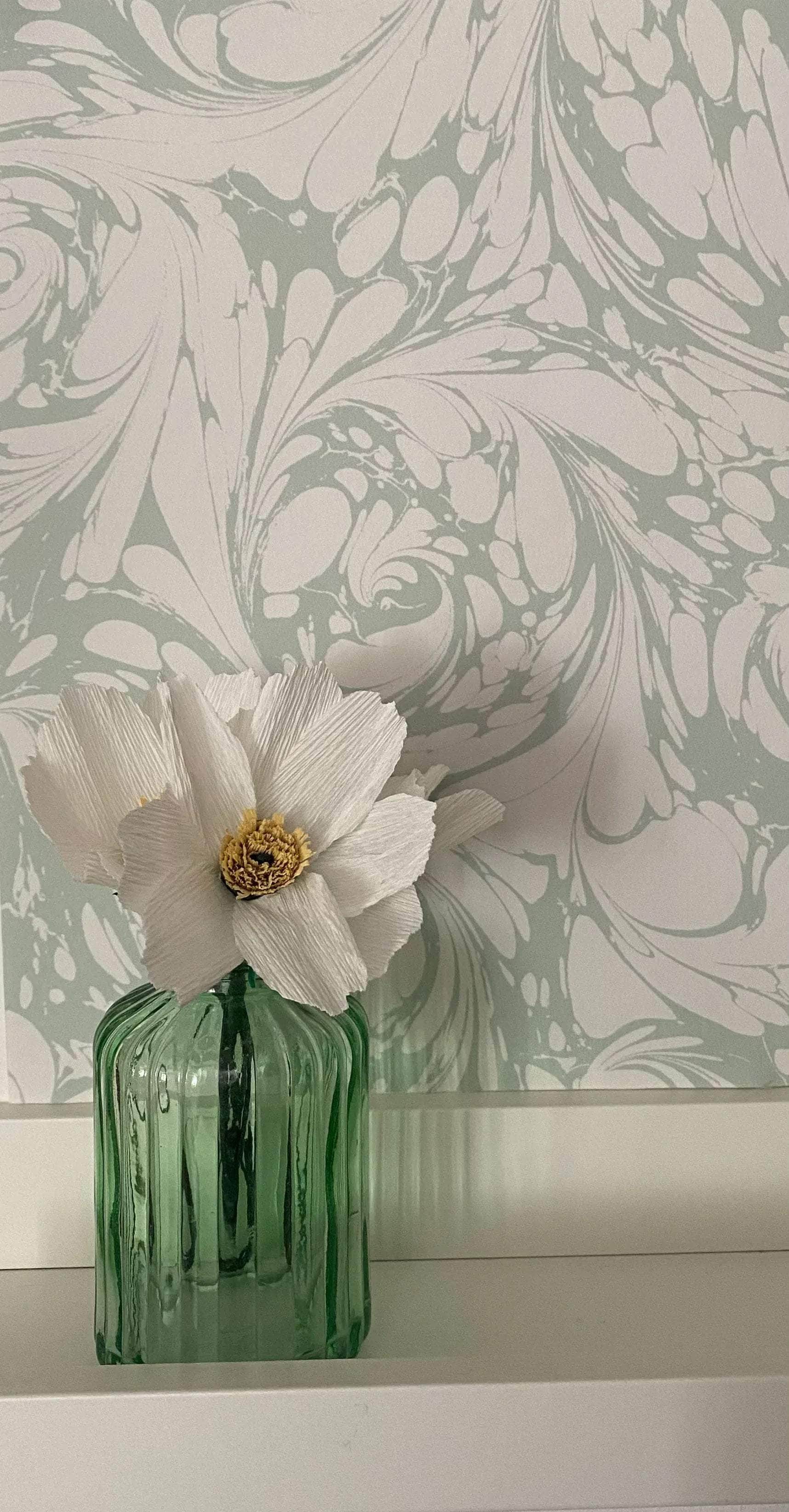 Marbled Wallpaper - 'Flourish' Col: Willow - Eco Non-Woven