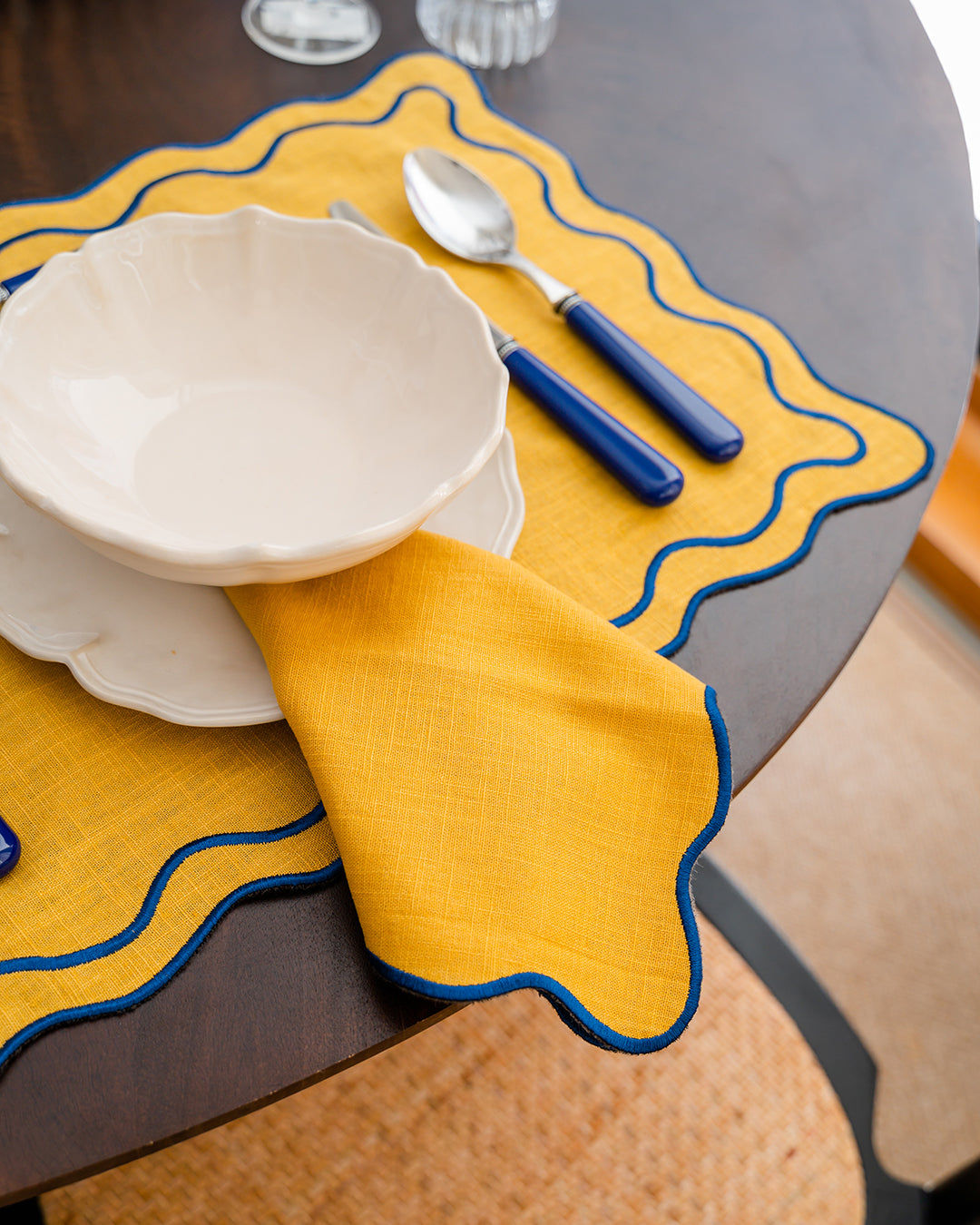 Beja Napkin, Yellow with Blue