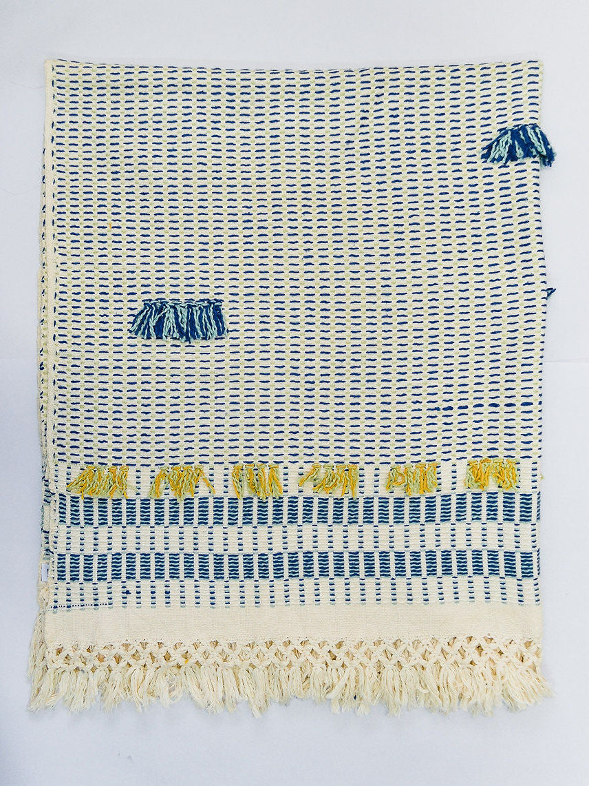 Organic Cotton Indigo & Mint Throw