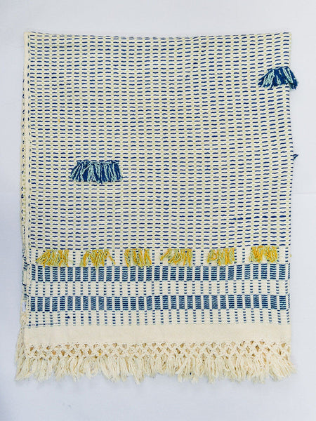 Organic Cotton Indigo & Mint Throw