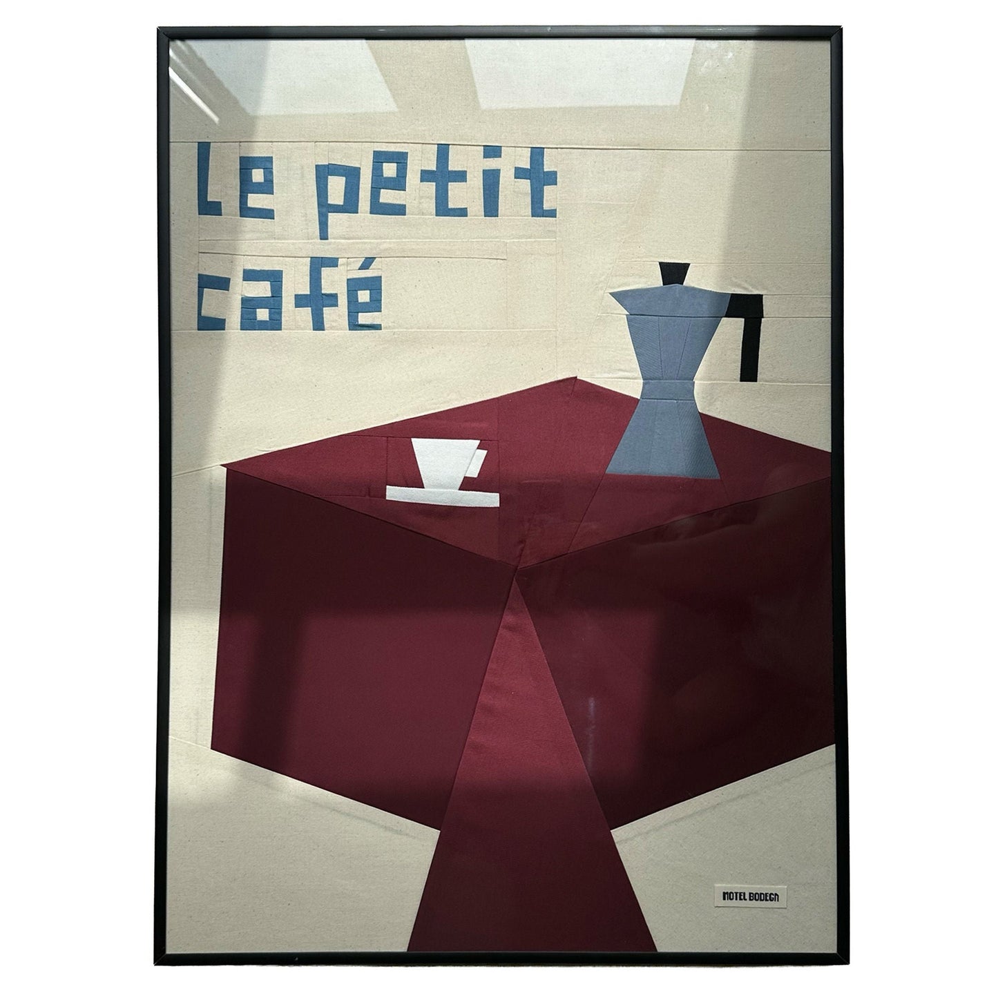 Le Petit Cafe Original Quilted Artwork in Frame