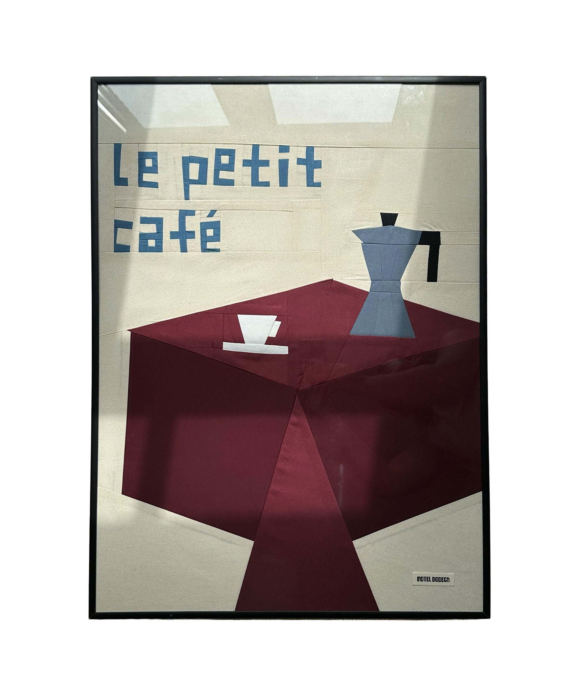 Le Petit Cafe Original Quilted Artwork in Frame