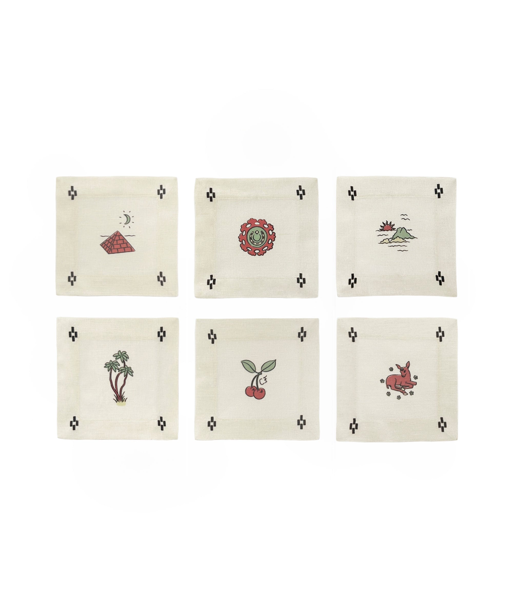 Re-Work Cocktail Napkins in Black Interior Print- Set of Six