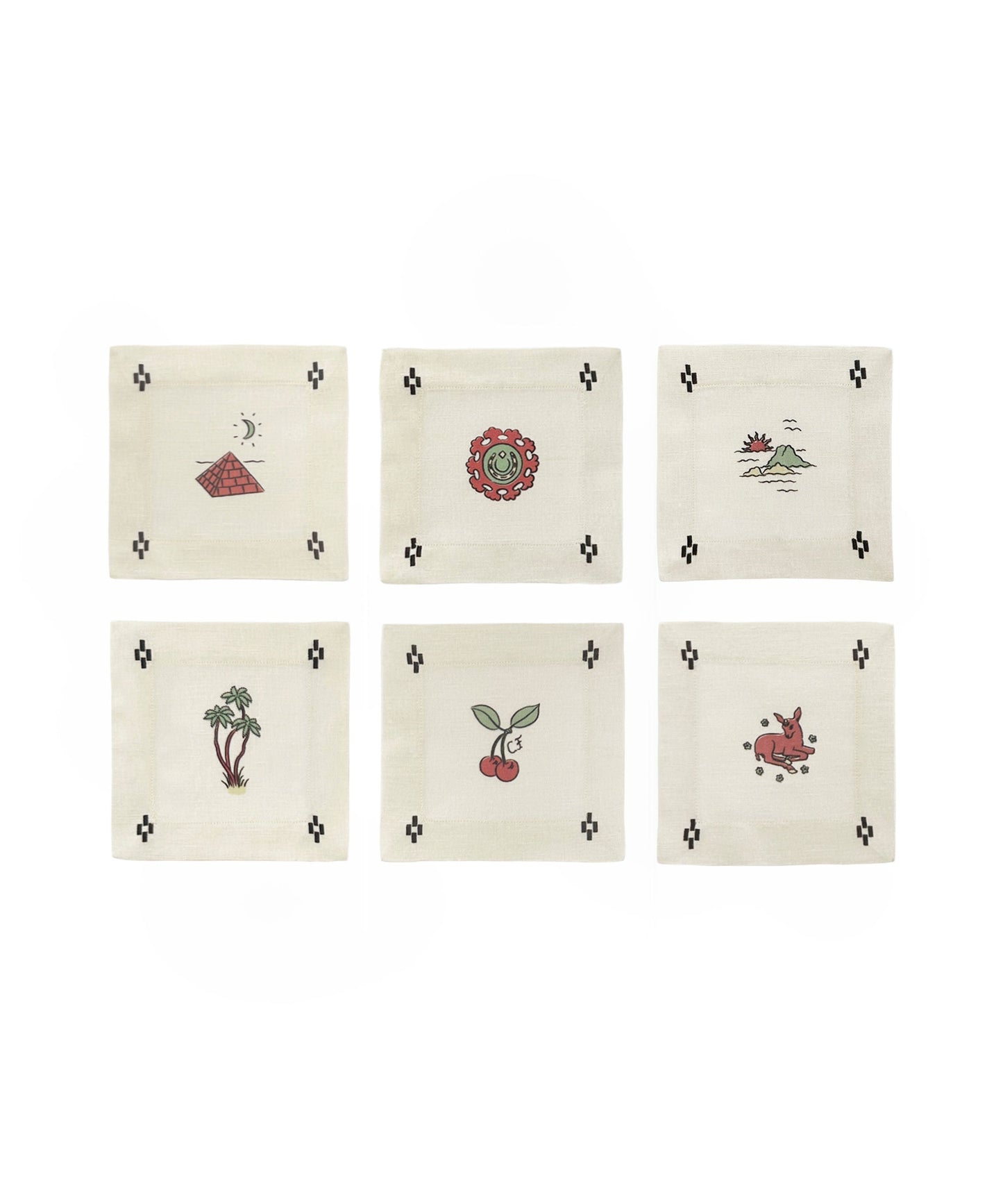 Re-Work Cocktail Napkins in Black Interior Print- Set of Six