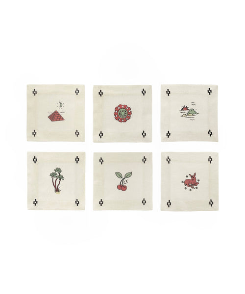 Re-Work Cocktail Napkins in Black Interior Print- Set of Six