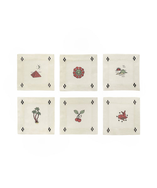 Re-Work Cocktail Napkins in Black Interior Print- Set of Six