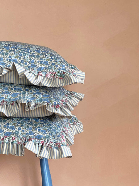 Double Ruffle Cushion made from Liberty Fabrics