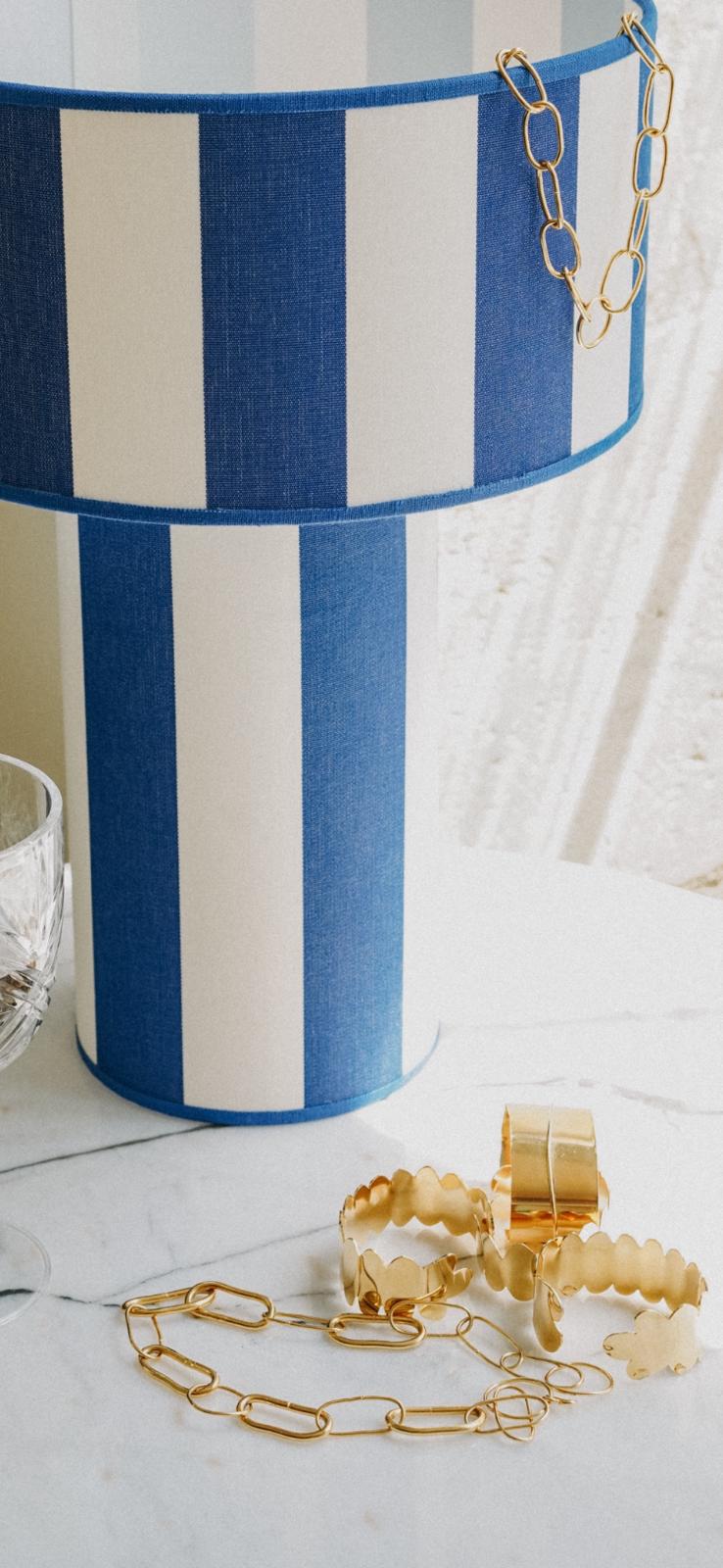 OCTAVEO -Blue and White Striped Deckchair Table Lamp