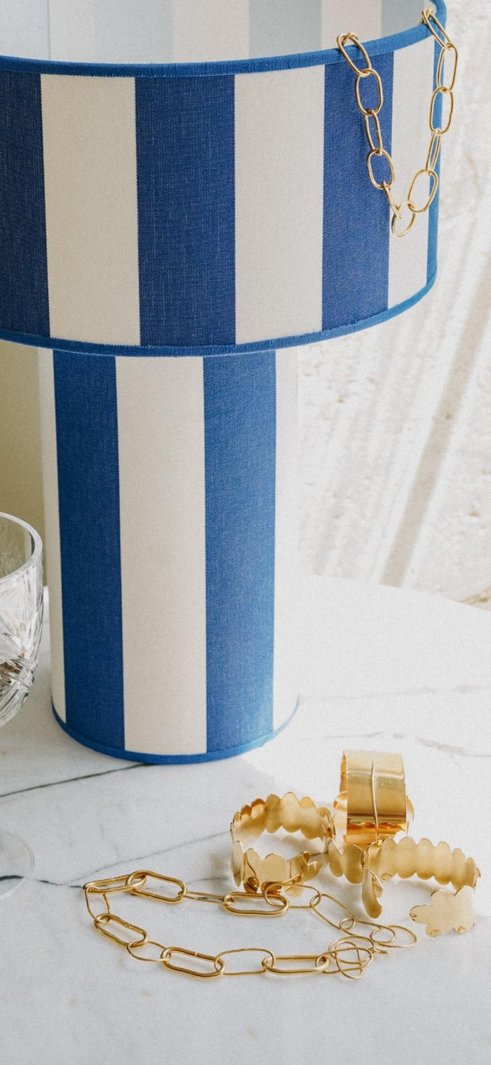 OCTAVEO -Blue and White Striped Deckchair Table Lamp